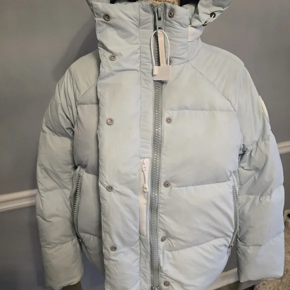 Canada Goose Pale Blue Quilted Hooded Puffer Jacket S - Picture 6 of 14
